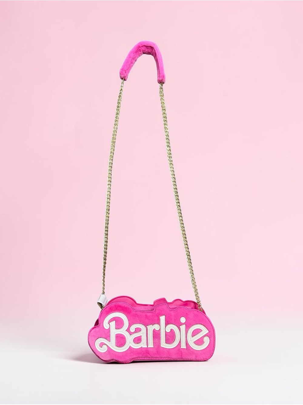 Barbie The Movie Hot Pink Fuzzy Faux Fur Crossbody Bag NWOT Hot Topic